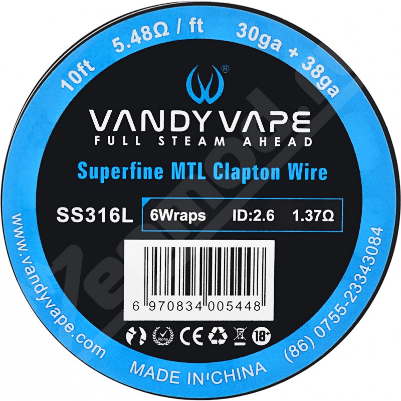 Фото и внешний вид — Vandy Vape Superfine MTL Clapton Wire SS316L 30GA+38ga 3м